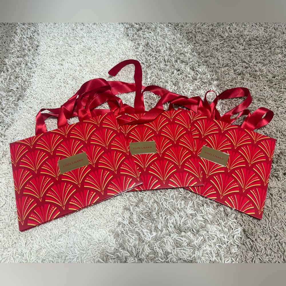 3 NEW Estee Lauder red holiday handbags